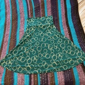 LuLaRoe Green A-line Skirt with Circle Print, Size XS